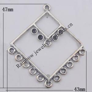 Connector Zinc Alloy Jewelry Findings Lead-free, 43x47mm Hole:2mm, Sold by Bag