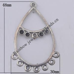 Connector Zinc Alloy Jewelry Findings Lead-free, 30x48mm Hole:2mm, Sold by Bag