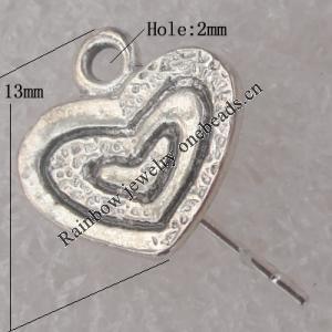 Earring Zinc Alloy Jewelry Findings Lead-free, 13x13mm Hole:2mm, Sold by Pair