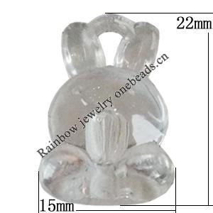 Transparent Acrylic Pendant, Animal 22x15mm Hole:1.5mm, Sold by Bag 