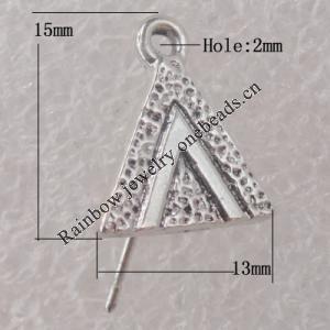 Earring Zinc Alloy Jewelry Findings Lead-free, 15x13mm Hole:2mm, Sold by Pair