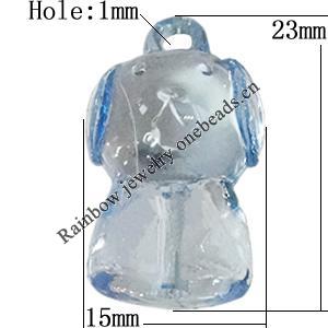 Transparent Acrylic Pendant, Animal 23x15mm Hole:1mm, Sold by Bag 