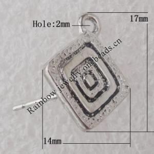 Earring Zinc Alloy Jewelry Findings Lead-free, 17x14mm Hole:2mm, Sold by Pair