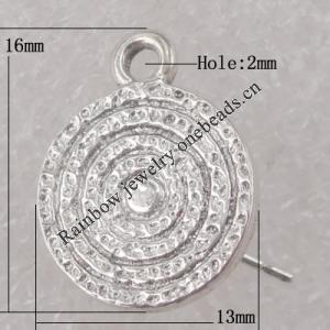 Earring Zinc Alloy Jewelry Findings Lead-free, 16x13mm Hole:2mm, Sold by Pair