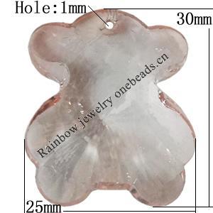 Transparent Acrylic Pendant, Animal 30x25mm Hole:1mm, Sold by Bag 