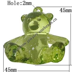 Transparent Acrylic Pendant, Animal 45x45mm Hole:1mm, Sold by Bag 