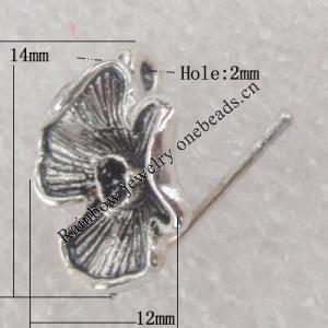 Earring Zinc Alloy Jewelry Findings Lead-free, 12x14mm Hole:2mm, Sold by Pair