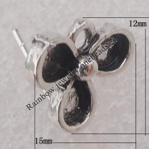 Earring Zinc Alloy Jewelry Findings Lead-free, 15x12mm Hole:2mm, Sold by Pair