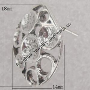 Earring Zinc Alloy Jewelry Findings Lead-free, 14x18mm, Sold by Pair