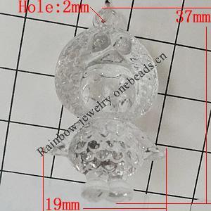 Transparent Acrylic Pendant, Children 37x19mm Hole:2mm, Sold by Bag 