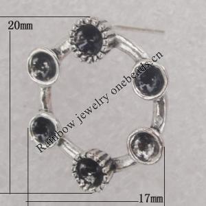 Earring Zinc Alloy Jewelry Findings Lead-free, 17x20mm Hole:2mm, Sold by Pair
