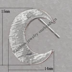 Earring Zinc Alloy Jewelry Findings Lead-free, 14x15mm Hole:2mm, Sold by Pair