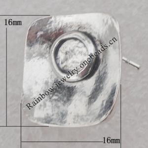 Earring Zinc Alloy Jewelry Findings Lead-free, 16x16mm Hole:2mm, Sold by Pair