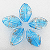 Gold Sand Lampwork Beads, Twist Leaf 28x17x7mm, Hole:About 2mm, Sold by PC