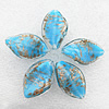 Gold Sand Lampwork Beads, Twist Leaf 28x17x7mm, Hole:About 2mm, Sold by PC