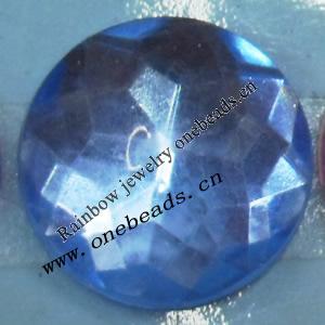 Taiwan Acrylic Cabochons,Faceted Flat Round, 14mm in diameter,Sold by Bag