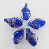 Gold Sand Lampwork Beads, Twist Leaf 28x17x7mm, Hole:About 2mm, Sold by PC