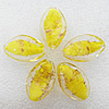 Gold Sand Lampwork Beads, Twist Leaf 28x17x7mm, Hole:About 2mm, Sold by PC