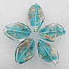 Gold Sand Lampwork Beads, Twist Leaf 28x17x7mm, Hole:About 2mm, Sold by PC