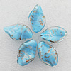 Gold Sand Lampwork Beads, Twist Leaf 28x17x7mm, Hole:About 2mm, Sold by PC