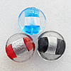 Silver Foil Lampwork Beads, Mix Color Flat round 28x13mm, Hole:About 2mm, Sold by Group
