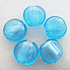 Silver Foil Lampwork Beads, Flat round 28x13mm, Hole:About 2mm, Sold by PC