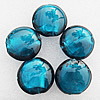 Silver Foil Lampwork Beads, Flat round 28x13mm, Hole:About 2mm, Sold by PC