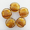 Silver Foil Lampwork Beads, Flat round 28x13mm, Hole:About 2mm, Sold by PC