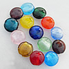 Silver Foil Lampwork Beads, Mix Color Flat round 28x13mm, Hole:About 2mm, Sold by Group