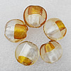 Silver Foil Lampwork Beads, Flat Round 28x13mm, Hole:About 2mm, Sold by PC