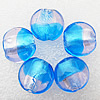 Silver Foil Lampwork Beads, Flat Round 28x13mm, Hole:About 2mm, Sold by PC