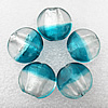 Silver Foil Lampwork Beads, Flat Round 28x13mm, Hole:About 2mm, Sold by PC