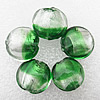 Silver Foil Lampwork Beads, Flat Round 28x13mm, Hole:About 2mm, Sold by PC