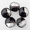 Silver Foil Lampwork Beads, Flat Round 28x13mm, Hole:About 2mm, Sold by PC