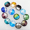 Silver Foil Lampwork Beads, Mix Color Flat Round 28x13mm, Hole:About 2mm, Sold by Group