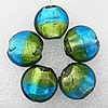 Silver Foil Lampwork Beads, Flat Round 20x10mm, Hole:About 2mm, Sold by PC