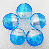 Silver Foil Lampwork Beads, Flat Round 20x10mm, Hole:About 2mm, Sold by PC