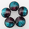 Silver Foil Lampwork Beads, Flat Round 20x10mm, Hole:About 2mm, Sold by PC