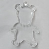 Transparent Acrylic Pendant, Bear 55x37mm Hole:3mm, Sold by Bag