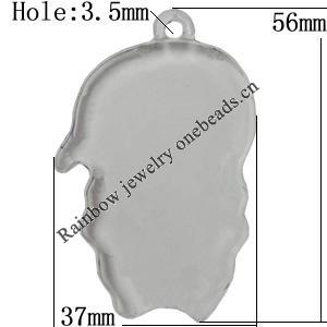 Transparent Acrylic Pendant, Animal 56x37mm Hole:3.5mm, Sold by Bag 