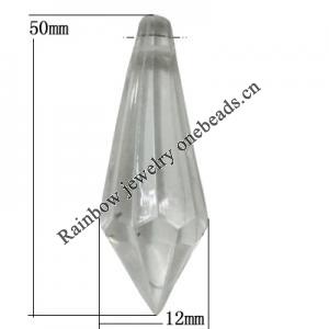Transparent Acrylic Pendant, 50x20mm, Sold by Bag 