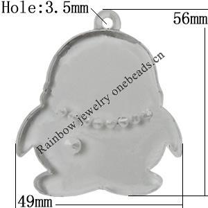 Transparent Acrylic Pendant, Animal 56x49mm Hole:3.5mm, Sold by Bag 