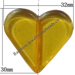 Transparent Acrylic Bead, Heart 32x30mm, Sold by Bag 