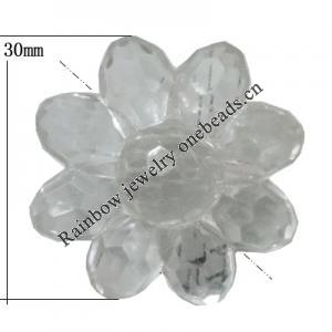 Transparent Acrylic Bead, Flower 30mm, Sold by Bag 