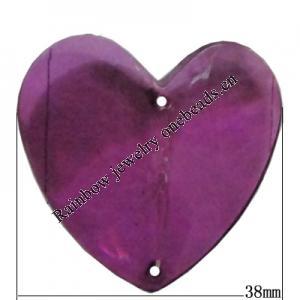 Transparent Acrylic Bead, Heart 38mm, Sold by Bag 