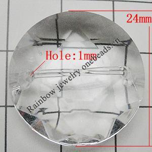 Transparent Acrylic Connectors, Faceted Flat Round 24mm Hole:1mm, Sold by Bag