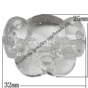 Transparent Acrylic Beads, Pig 32x25mm Hole:1mm, Sold by Bag