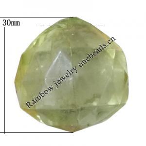 Transparent Acrylic Bead, 30mm, Sold by Bag 