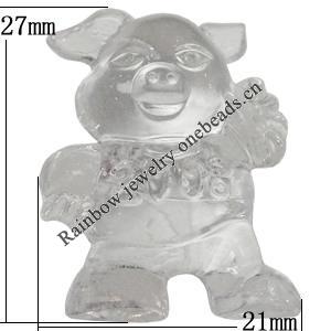 Transparent Acrylic Beads, Pig 27x21mm Hole:1mm, Sold by Bag