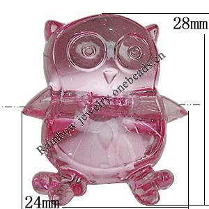 Transparent Acrylic Beads, Animal 28x24mm Hole:2mm, Sold by Bag
